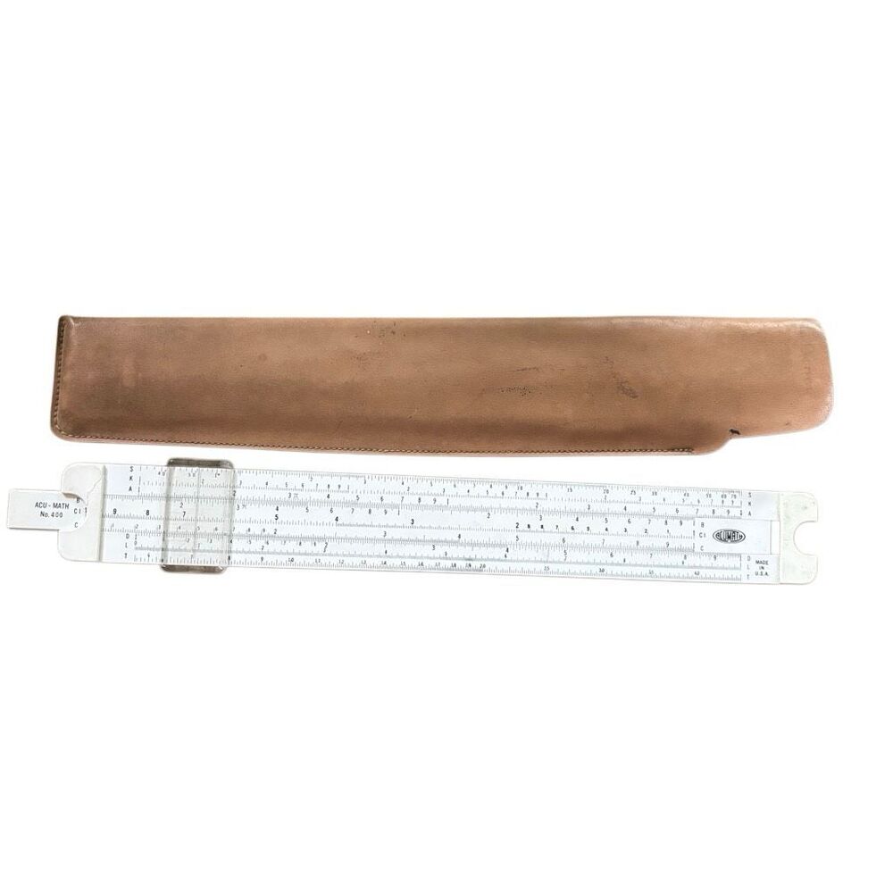 Vintage Acu-Math No. 400 Slide Rule with Case Classic Mannheim Engineering Tool